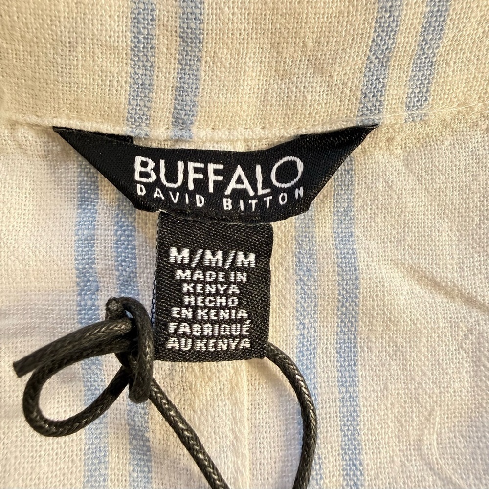 Buffalo David Bitton Striped Linen Blend Button-Up Shirt M NWT - Picture 4 of 9